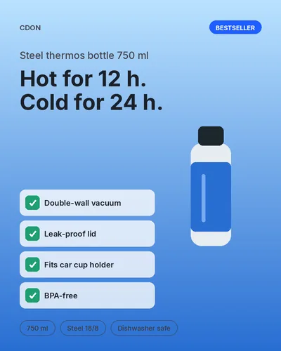 Infographic slide for a thermos bottle